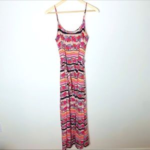 Lauren Conrad LC Floral Striped Button Front Maxi Boho Spaghetti Strap Dress 10